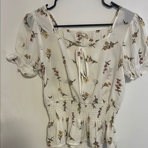 Floral Print White Top